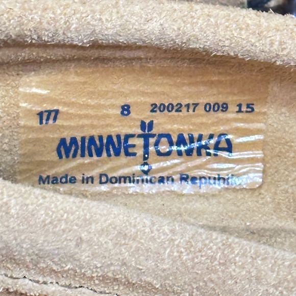 Minnetonka THUNDERBIRD BEADED BROWN FRINGE Leather Moccasin Flat Size 8 M - Picture 6 of 6